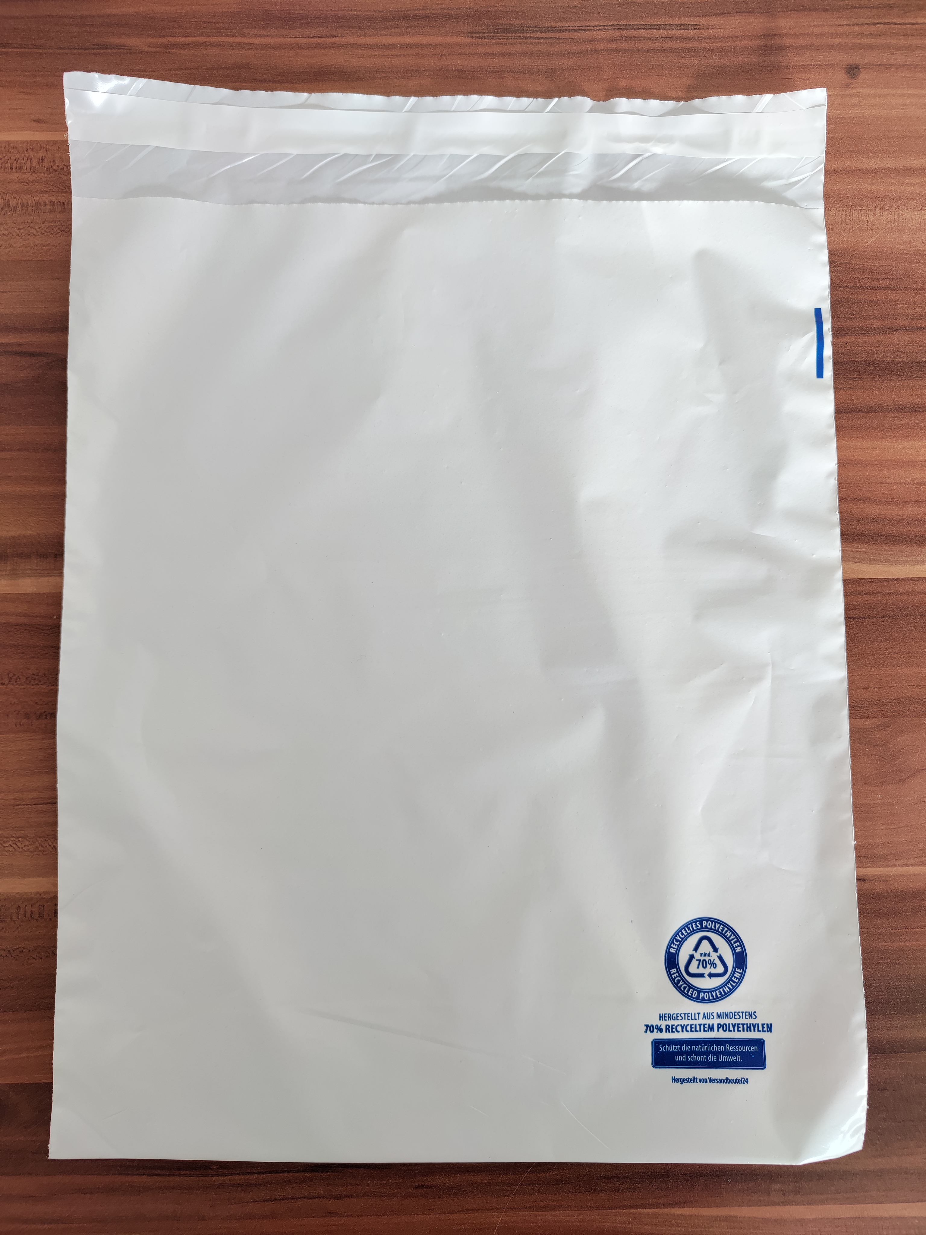 Versandbeutel aus mind 70% recycled PE 35+5*25cm,wei,50m,1000