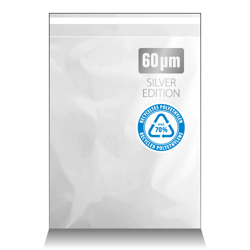 Versandbeutel aus mind 70% recycled PE 42+5*30cm,wei,60m,5000