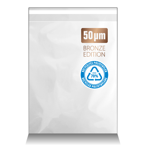Versandbeutel aus mind 70% recycled PE 44+5*35cm,wei,50m,3000