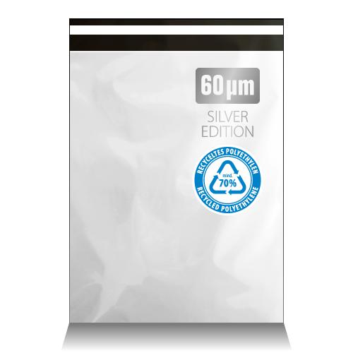 Versandbeutel recycle LDPE 58cm+5cm*50cm, wei�, 60�m, 500 St�ck