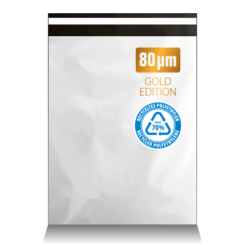 Versandbeutel recycle LDPE 50cm+5cm*40cm, wei�, 80�m, 1000 St�ck